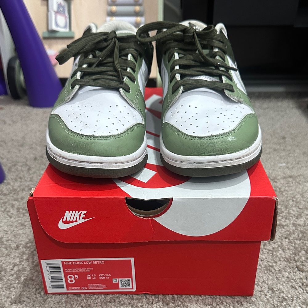 Nike Dunk Low Retro Olive and White Sneakers